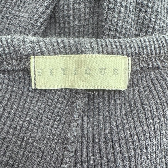 VINTAGE FITIGUES NAVY WAFFLE KNIT WIDE LEG CROPPED PANTS - Picture 5 of 6